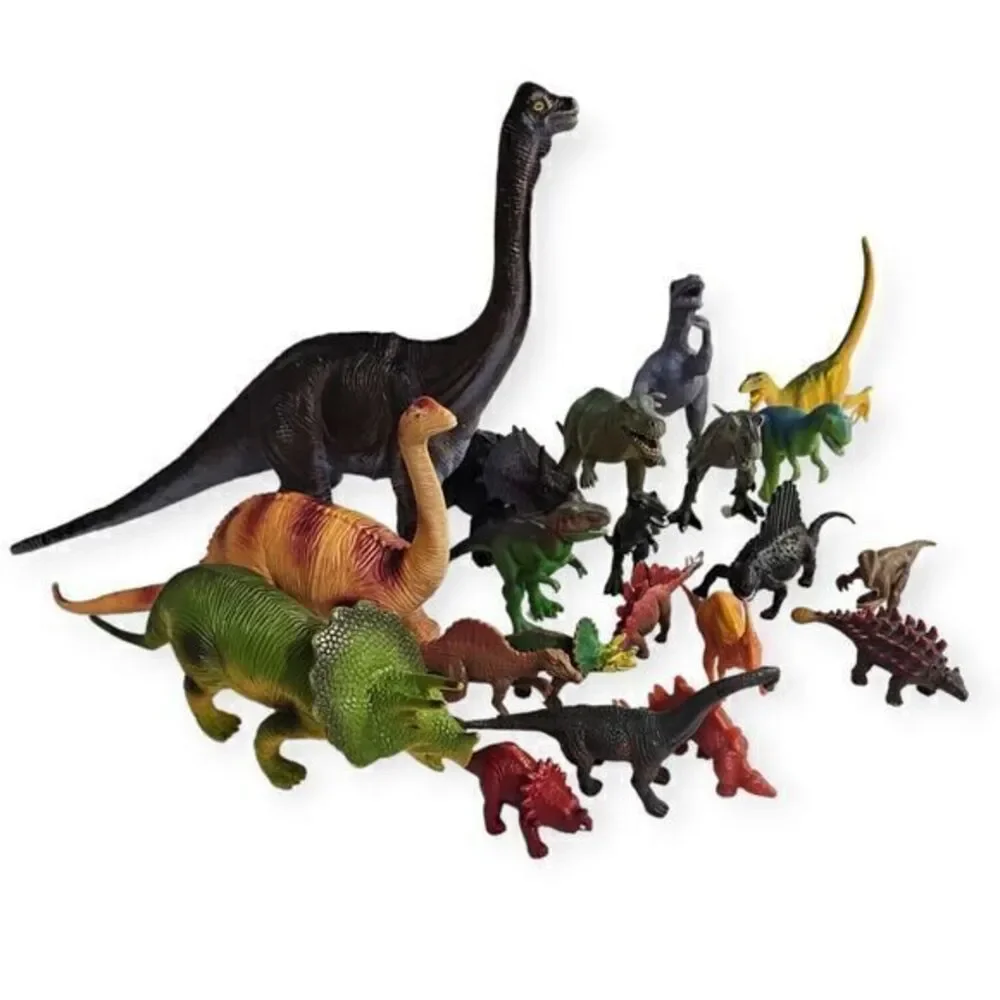 Dinosaur Toy Lot‎ of 21 Mixed Age Size & Make Hard Plastic Prehistoric